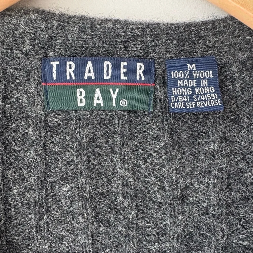Vintage Trader Bay 100% Wool Sweater Vest – Charcoal Gray Medium